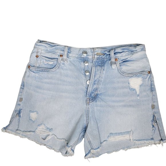 We The Free raw hem denim shorts light wash button fly denim jean shorts 165/68a - Picture 2 of 6
